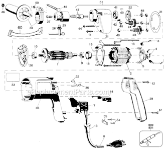 Page A Diagram and Parts List for 1312G Type 100 Black and Decker Electric Drill